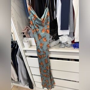 Astr Floral Maxi Dress in Teal and Orange